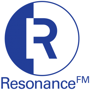 Resonance FM logo in blue and white